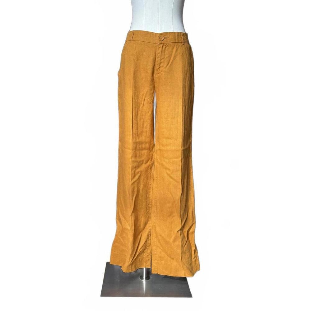 Garnet Hill Mustard Linen Wide-Leg Pants - Size 6